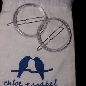 C+I Brushed Metal Circle Barrettes/SET OF 2